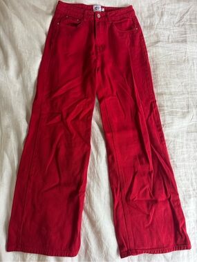 Princess Polly Bright Red Denim Pants